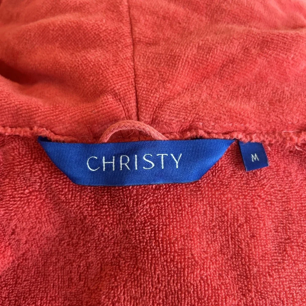Christy Women's Medium Red Bathrobe Heavy Terrycloth Cotton Robe Luxury